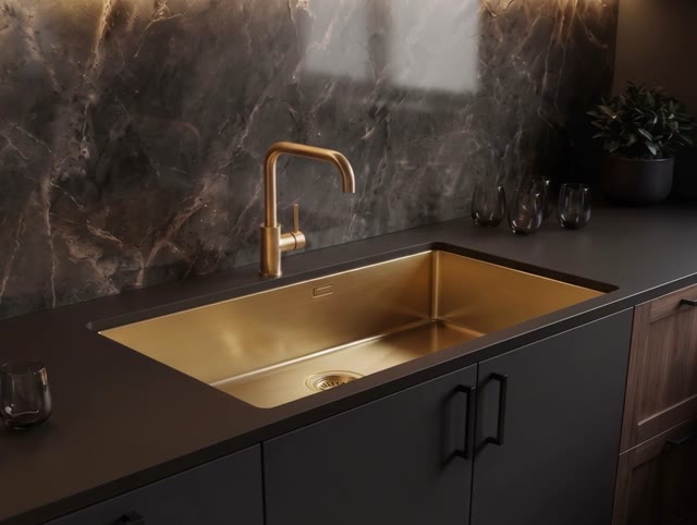 Pure.Sink Luxion Large gold sink 78x50 cm Tapwing with tap hole PLX7850T-60