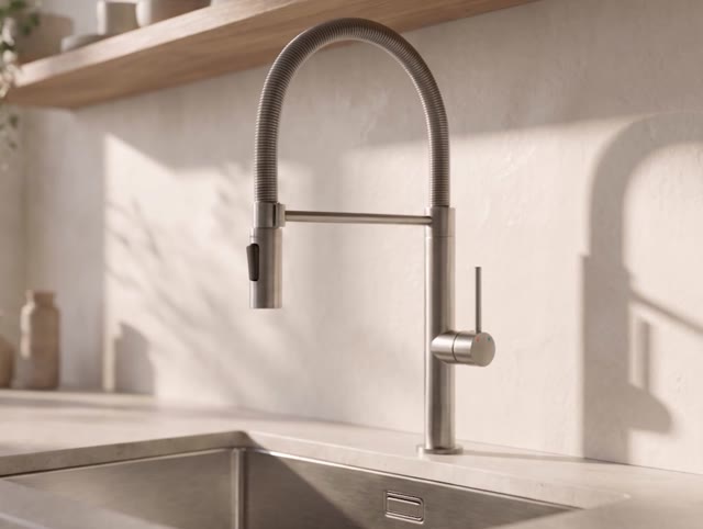 Pure.Sink Luxion massief RVS keukenkraan profi met flexibele uitloop en 2 straalsoorten PLXFLEX-02