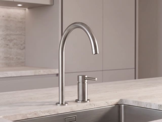 Pure.Sink Luxion 2-gats massief RVS keukenkraan met ronde uitloop PLX2HR-02