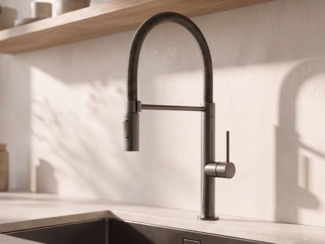 Pure.Sink Luxion Gun metal keukenkraan profi met flexibele uitloop en 2 straalsoorten PLXFLEX-61