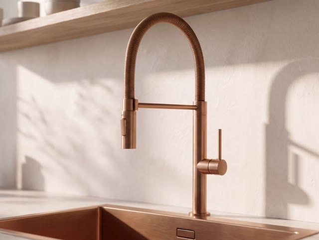 Pure.Sink Luxion Koperen keukenkraan profi met flexibele uitloop en 2 straalsoorten PLXFLEX-62