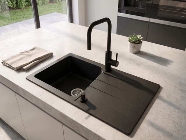 Pure.Sink Luxion Mat Zwarte keukenkraan square met uittrekbare uitloop PLXSQUA-10