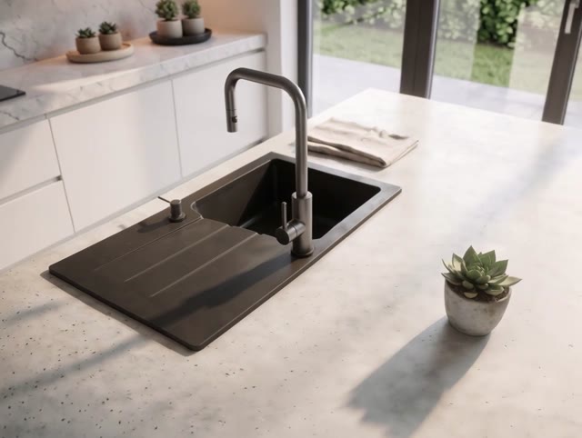 Pure.Sink Luxion Gun metal keukenkraan square met uittrekbare uitloop PLXSQUA-61