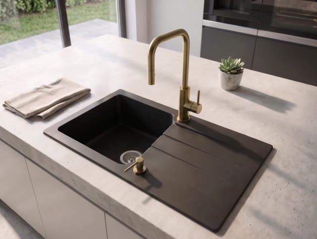 Pure.Sink Luxion Gouden keukenkraan square met uittrekbare uitloop PLXSQUA-60