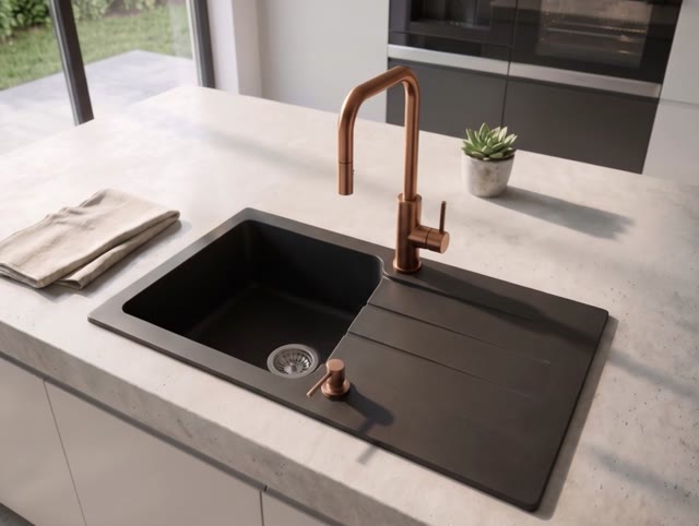 Pure.Sink Luxion Koperen keukenkraan square met uittrekbare uitloop PLXSQUA-62