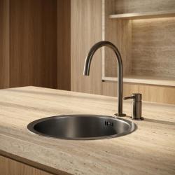 Pure.Sink Luxion 2-gats Gun metal keukenkraan met ronde uitloop PLX2HR-61