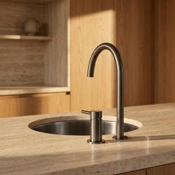 Pure.Sink Luxion 2-gats Gun metal keukenkraan met ronde uitloop PLX2HR-61