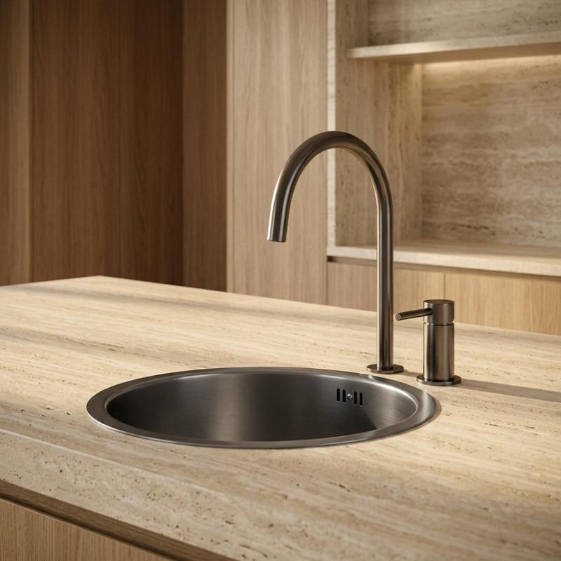 Pure.Sink Luxion 2-gats Gun metal keukenkraan met ronde uitloop PLX2HR-61