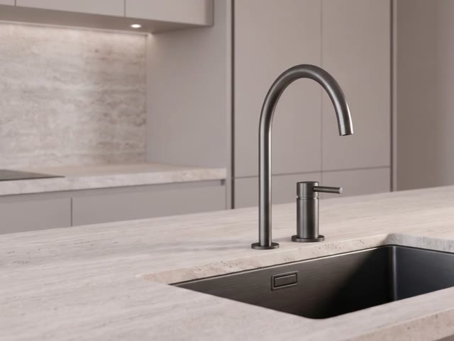 Pure.Sink Luxion 2-gats Gun metal keukenkraan met ronde uitloop PLX2HR-61