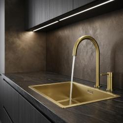 Pure.Sink Luxion 2-οπών Χρυσή βρύση κουζίνας με στρογγυλή έξοδο PLX2HR-60