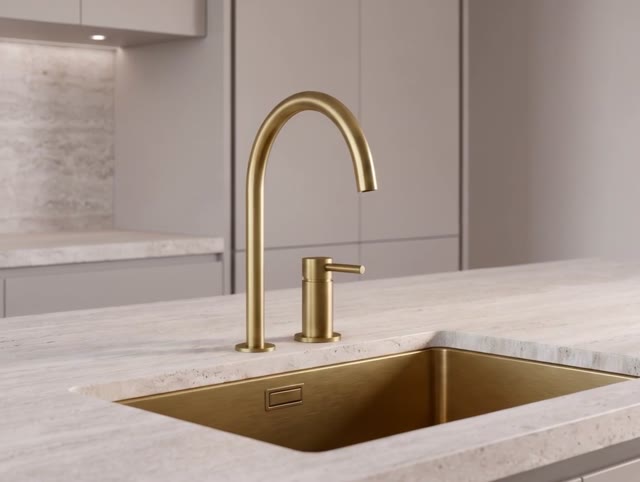 Pure.Sink Luxion 2-gats Gouden keukenkraan met ronde uitloop PLX2HR-60