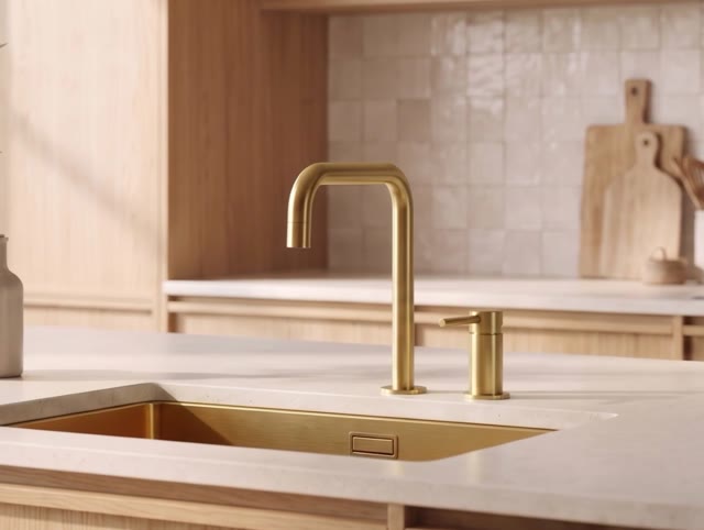 Pure.Sink Luxion 2-gats Gouden keukenkraan met U uitloop PLX2HU-60