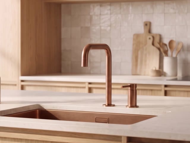 Pure.Sink Luxion 2-gats Koperen keukenkraan met U uitloop PLX2HU-62