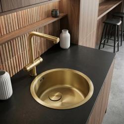 Pure.Sink Rondo Gouden Ronde Spoelbak Vlakinbouw, Onderbouw en Opbouw 37 cm RD375-Gold