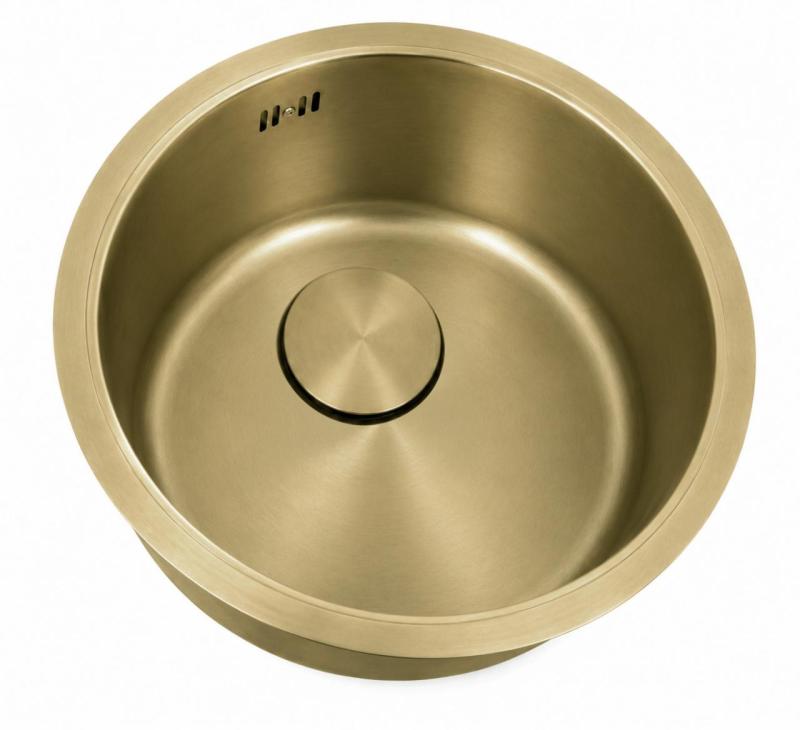 Pure.Sink Rondo Gouden Ronde Spoelbak Vlakinbouw, Onderbouw en Opbouw 37 cm RD375-Gold