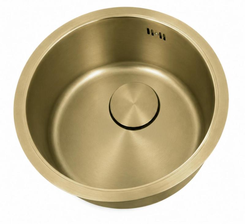 Pure.Sink Rondo Gouden Ronde Spoelbak Vlakinbouw, Onderbouw en Opbouw 37 cm RD375-Gold