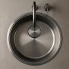 Pure.Sink Rondo Gun metal Round Sink, Flush-Mount, Under-Mount, and Top-Mount, 37 cm PRN38-61