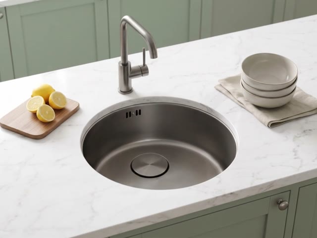 Pure.Sink Rondo Gun metal Ronde Spoelbak Vlakinbouw, Onderbouw en Opbouw 37 cm PRN38-61