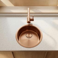 Pure.Sink Rondo Koperen Ronde Spoelbak Vlakinbouw, Onderbouw en Opbouw 37 cm PRN38-62
