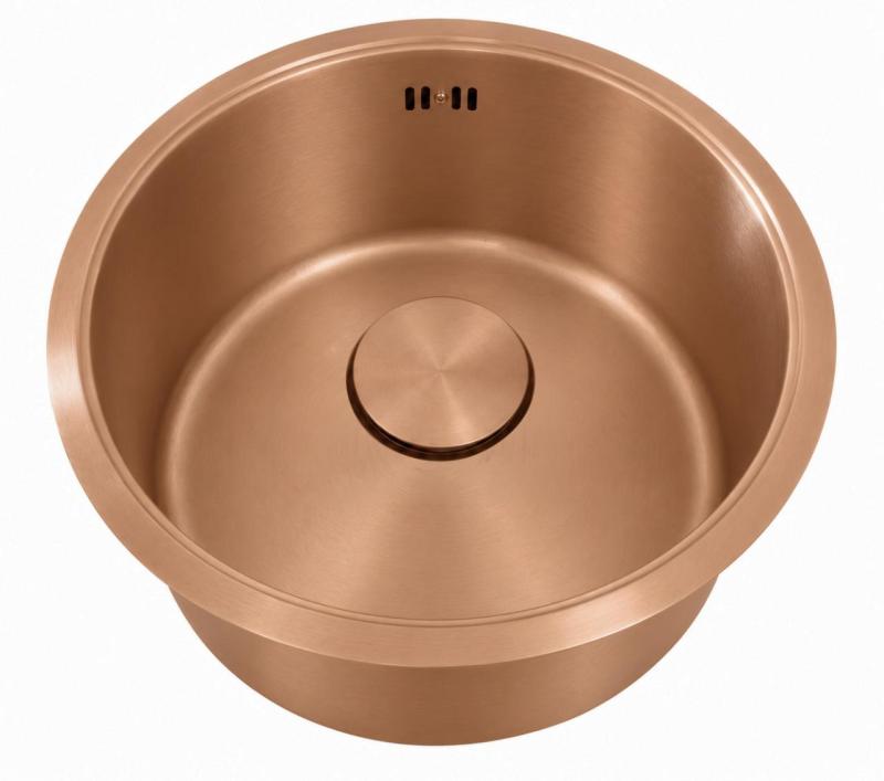 Pure.Sink Rondo Koperen Ronde Spoelbak Vlakinbouw, Onderbouw en Opbouw 37 cm PRN38-62