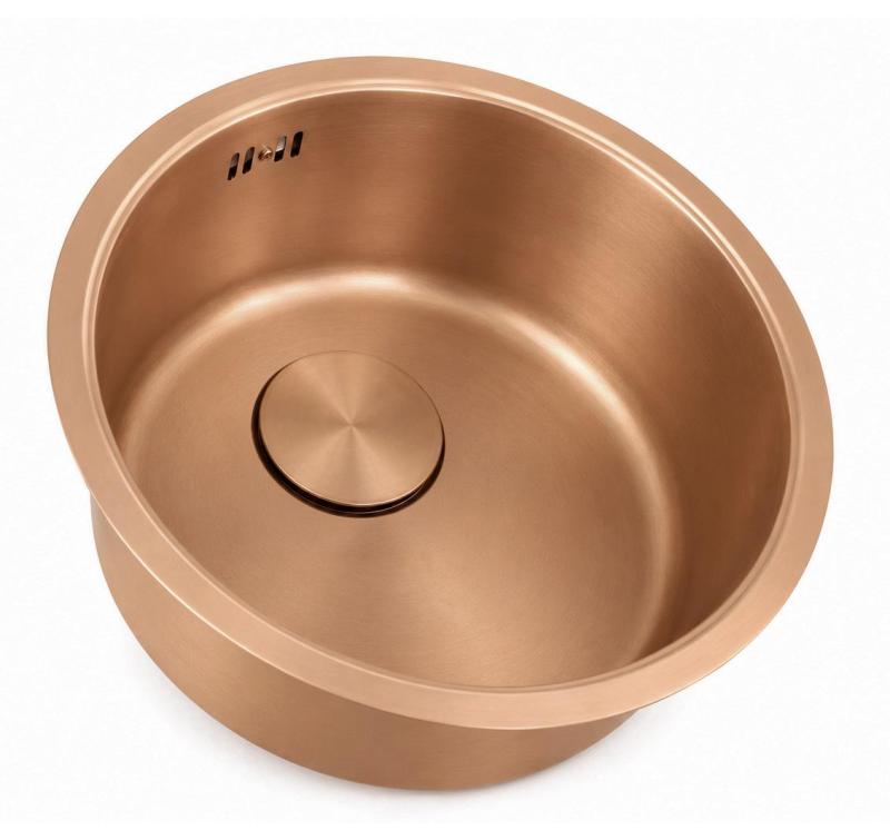 Pure.Sink Rondo Koperen Ronde Spoelbak Vlakinbouw, Onderbouw en Opbouw 37 cm PRN38-62