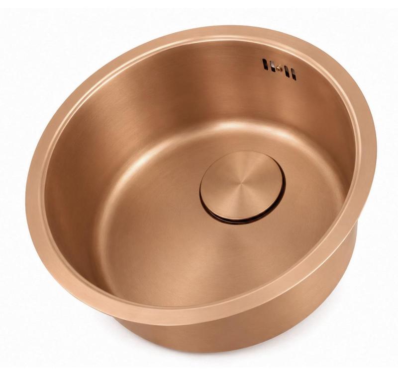 Pure.Sink Rondo Koperen Ronde Spoelbak Vlakinbouw, Onderbouw en Opbouw 37 cm PRN38-62
