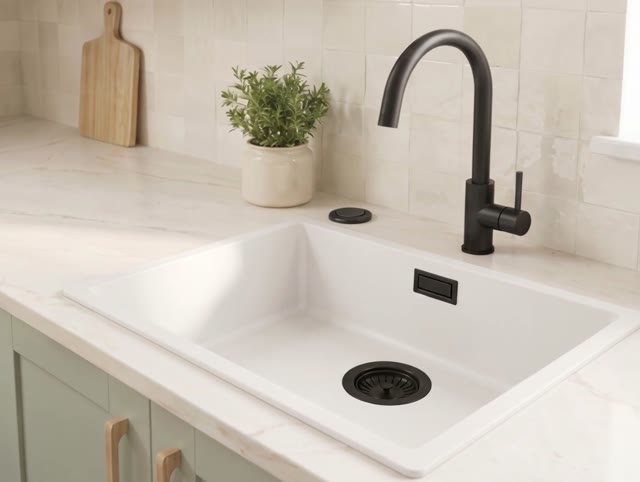 Witte spoelbak 50x40cm onderbouw en opbouw met automatische zwarte plug 1208971899