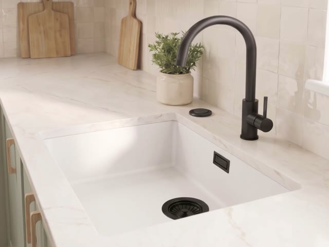 Witte spoelbak 50x40cm onderbouw en opbouw met automatische zwarte plug 1208971899