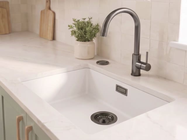 Witte spoelbak 50x40cm onderbouw en opbouw met automatische gun metal plug 1208971902