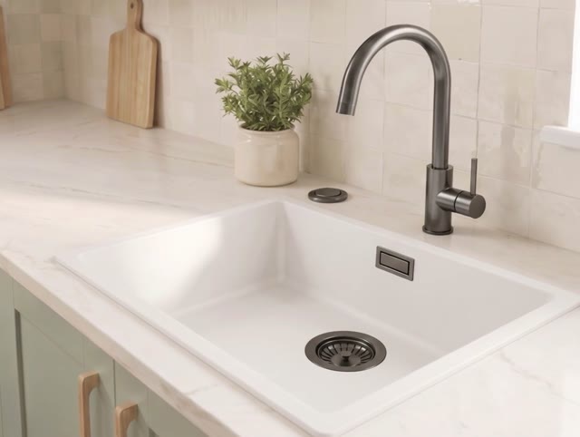 Witte spoelbak 50x40cm onderbouw en opbouw met automatische gun metal plug 1208971902