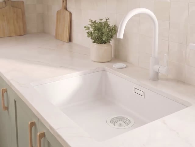 Witte spoelbak 50x40cm onderbouw en opbouw met automatische witte plug 1208971903