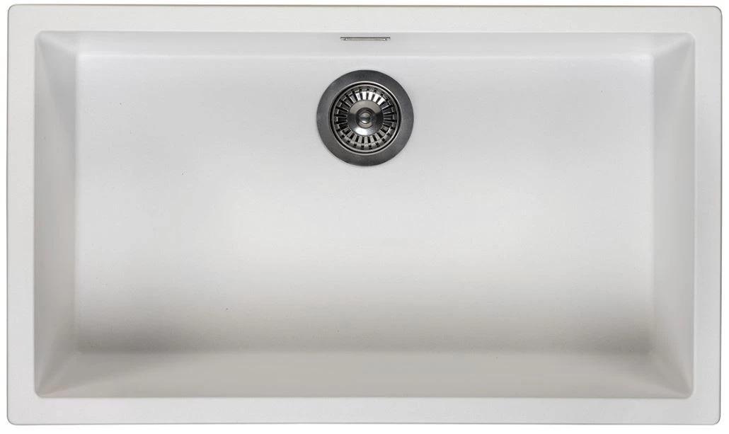 Wit grote spoelbak 70x40cm onderbouw en opbouw met automatische gun metal plug 1208971908