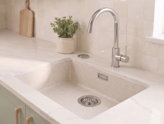Zand witte spoelbak 50x40cm onderbouw en opbouw met automatische RVS plug 1208971930
