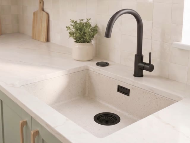 Zand witte spoelbak 50x40cm onderbouw en opbouw met automatische zwarte plug 1208971931