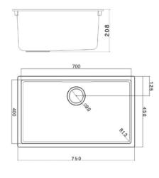 Zand wit grote spoelbak 70x40cm onderbouw en opbouw met automatische koperen plug 1208971937
