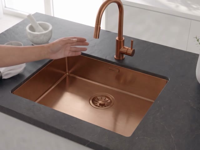 Pure.Sink Elite Steel Stream-S keukenkraan PVD koper met uittrekbare uitloop PS8045-62