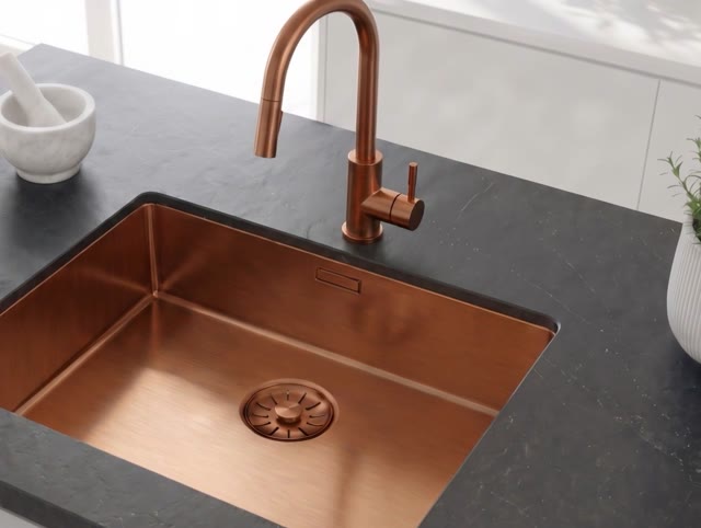 Pure.Sink Elite Steel Stream-S keukenkraan PVD koper met uittrekbare uitloop PS8045-62
