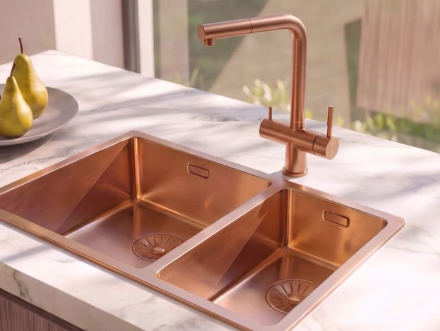 Pure.Sink Elite Steel Clear-S PVD Koper 3-weg Keukenkraan met Uittrekbare Uitloop en Gefilterd Water PS8120-62