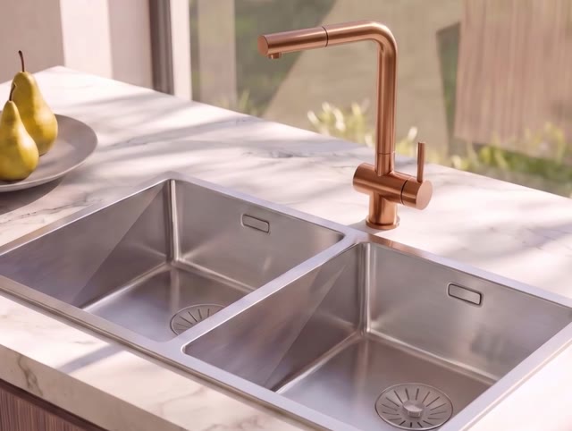 Pure.Sink Elite Steel Pulse-S keukenkraan PVD koper met uittrekbare uitloop PS8500-62