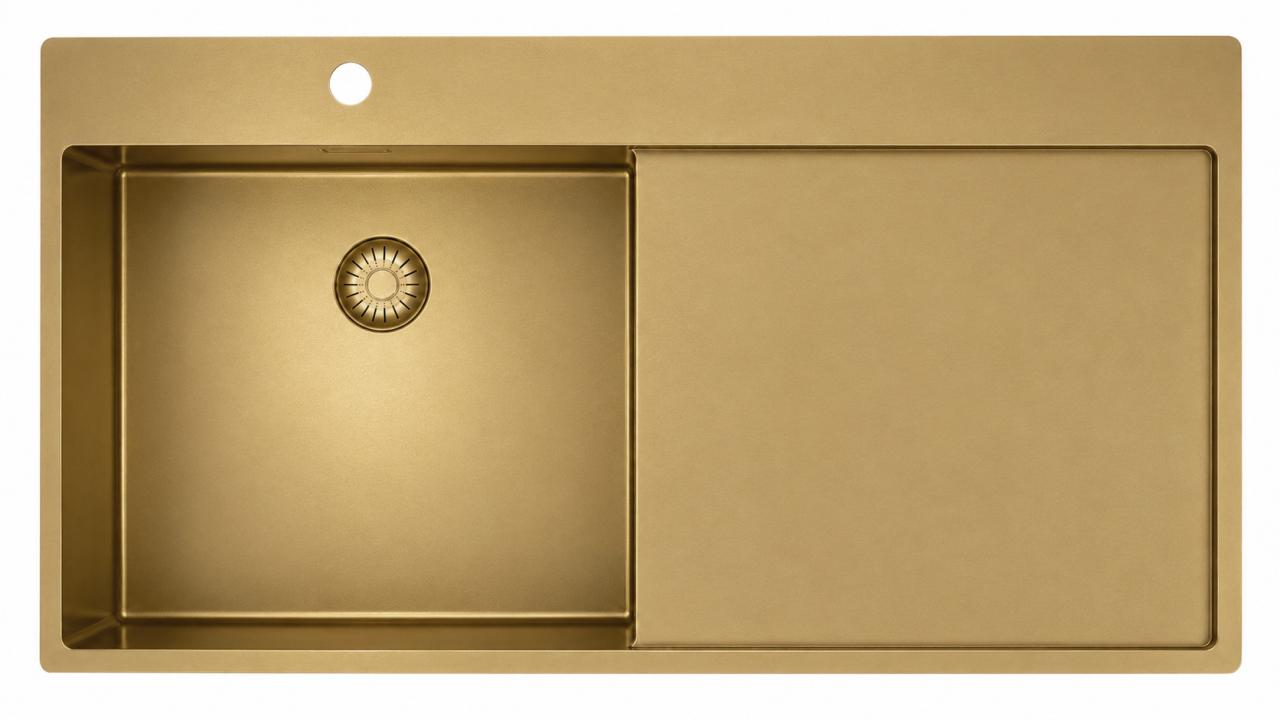 Pure.Sink Exclusivo Évier doré avec égouttoir 100 x 52 cm Robinet à levier gauche PEX47100LT-60