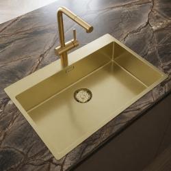 Pure.Sink Comfort Gouden Grote Spoelbak 75x40cm Tapwing met kraanopening PCM7540T-60