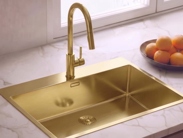 Pure.Sink Comfort Gouden Grote Spoelbak 75x40cm Tapwing met kraanopening PCM7540T-60