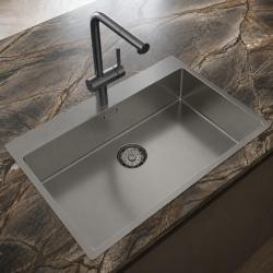 Pure.Sink Comfort Gun metal Grote Spoelbak 75x40cm Tapwing met kraanopening PCM7540T-61