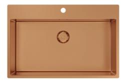 Pure.Sink Comfort Rose Koperen Grote Spoelbak 75x40cm Tapwing met kraanopening PCM7540T-62