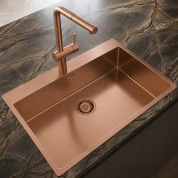 Pure.Sink Comfort Rose Koperen Grote Spoelbak 75x40cm Tapwing met kraanopening PCM7540T-62