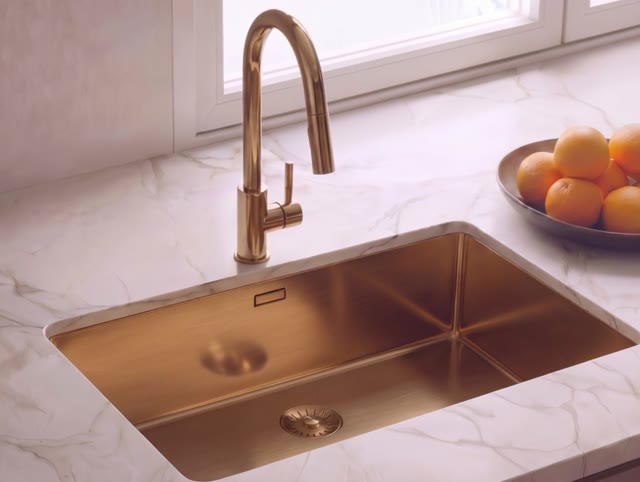 Pure.Sink Comfort Rose Koperen Grote Spoelbak 75x40cm Tapwing met kraanopening PCM7540T-62