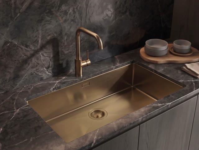 Pure.Sink Luxion Large PVD Antique Bronze sink 74x40 cm undermount, flush mount, and top mount with bottom rack PLX7440-64