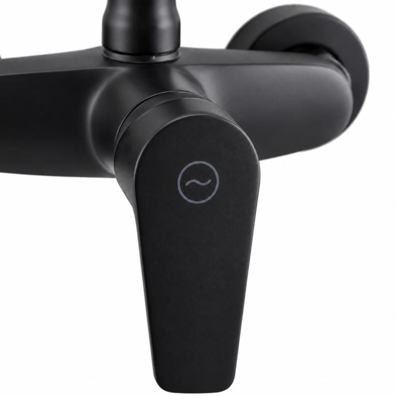 Aquanello Casa Muur Keukenkraan Zwart met Hoge Flexibele Uitloop BL-1301-CS