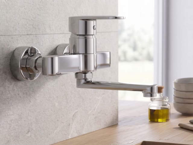 Aquanello Casa Eenhendel Keuken Muurkraan Chroom met uitloop 15 cm CR-1415-CS