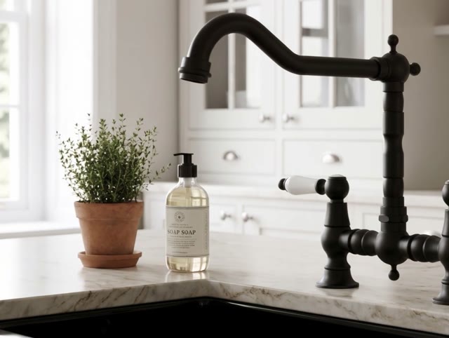 Aquanello Heritage Manor Klassieke Keuken Nostalgische Brug Keukenkraan Zwart met Witte Hendel BL-0010-HM